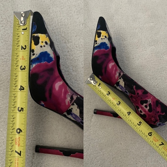 Nine West Multicolor Floral Heels, Size 5 W, pink purple grey pointy high heels - Picture 3 of 16